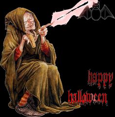 Czarownica z nietoperzem szczęśliwego Halloween